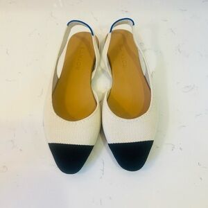 Rothy's Cream and Black Slingback Flats